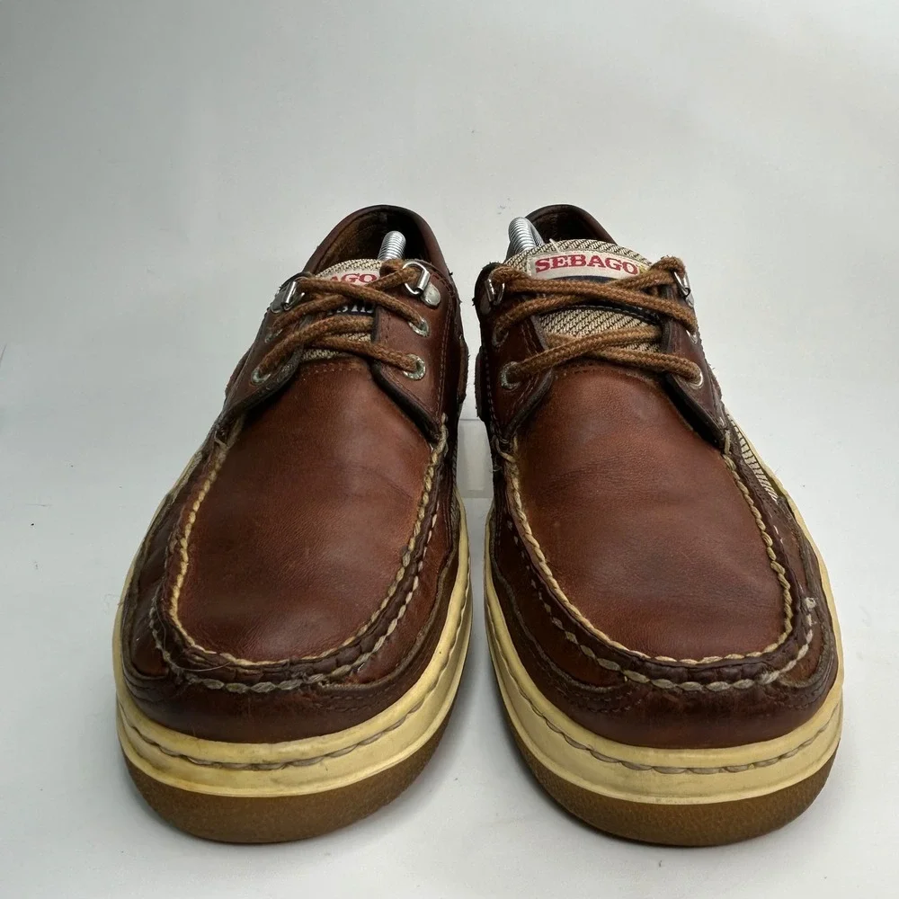 Sebago Docksides Mens 9 Brown Leather Mesh Boat Shoes Deck 393 7056 Clovehitch